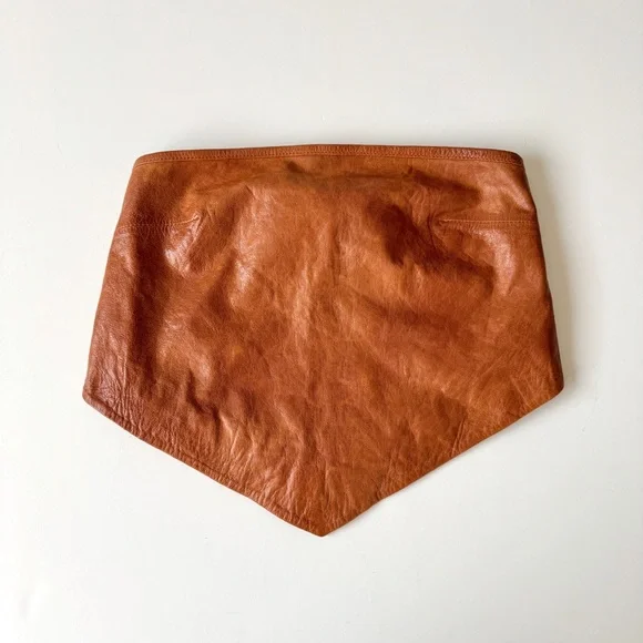 REMAIN Jules Strapless Cropped Leather Top in Brown Size 0 - Picture 2 of 7